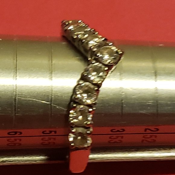 Vintage 925 V Ban 9 Stone CZ Diamond Ring - Picture 4 of 7